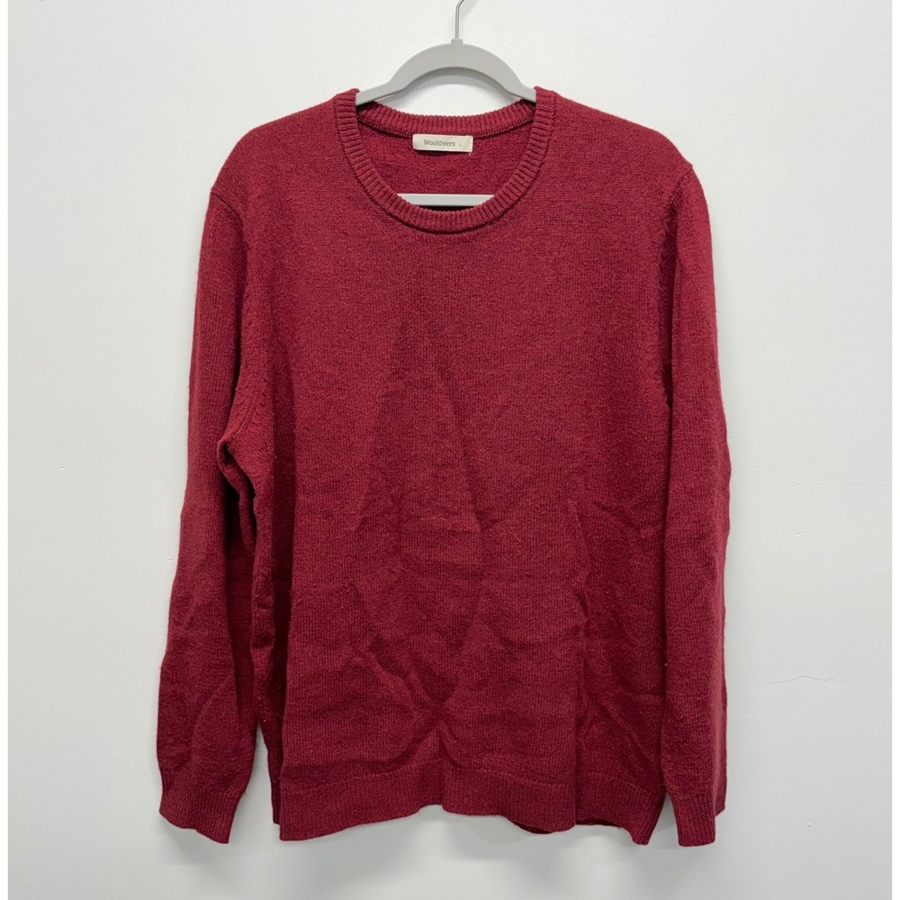 Woolovers Mens Burgundy Red 100% Lambswool Crewneck Sweater Pullover Size Large